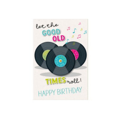 SUSY CARD Carte d'anniversaire Round "Disques vinyles"