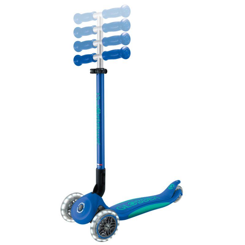 Globber Primo Foldable Plus Lights Enfants Scooter classique Bleu, Marine