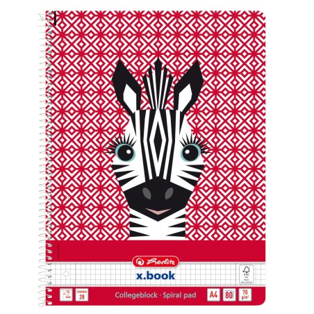 herlitz Cahier spiralé "Cute Animals Zebra", A4, quadrillé