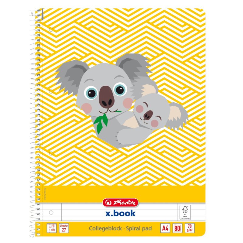 herlitz Cahier spiralé "Cute Animals Koala", A4, ligné