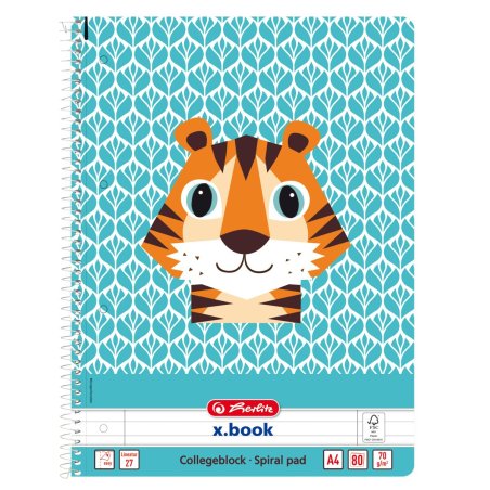 herlitz Cahier spiralé "Cute Animals Tiger", A4, ligné