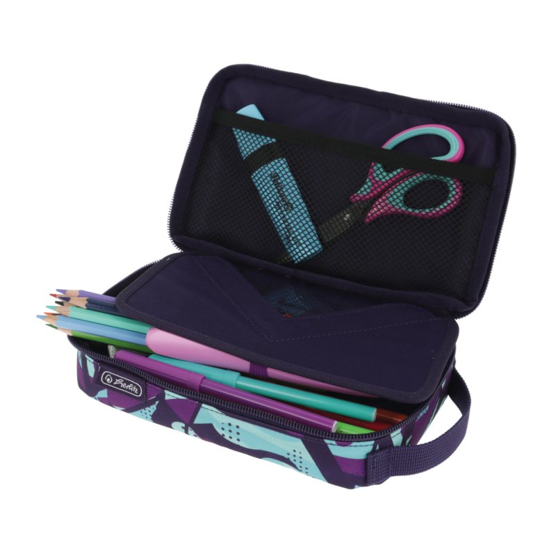 Herlitz 2 Go CamoPurple Soft pencil case Polyester Blue, Purple