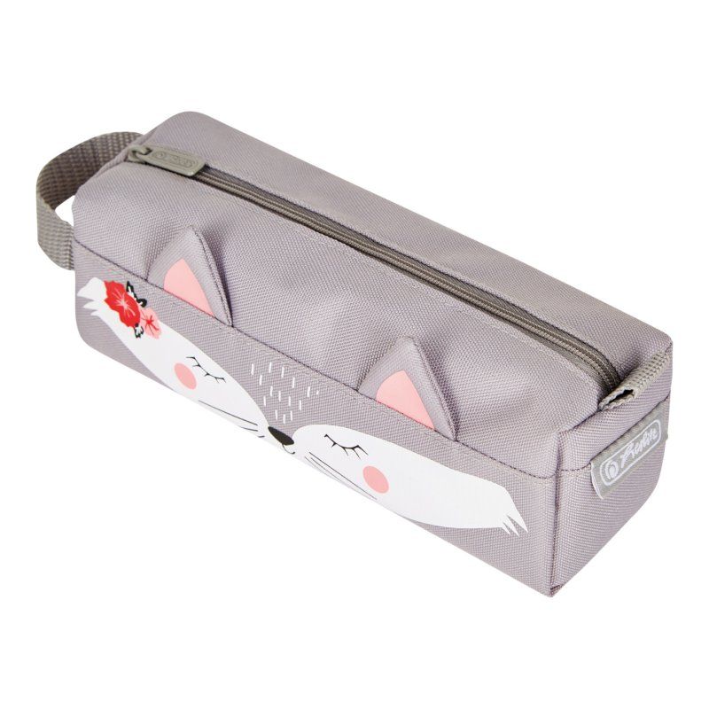Herlitz Quattro Kitty Trousse à crayons Polyester Gris, Rose, Blanc