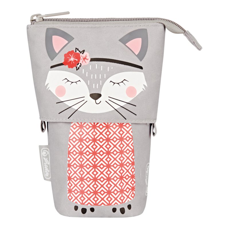 Herlitz Kitty Trousse à crayons Polyester Gris, Rose, Blanc