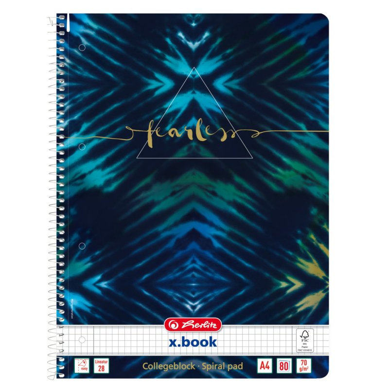 Herlitz New Batik Fearless bloc-notes A4 80 feuilles Bleu, Marine