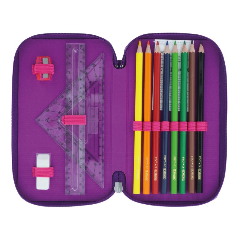 herlitz Etui scolaire TriCase "Dip Dye Pink", 31 pièces