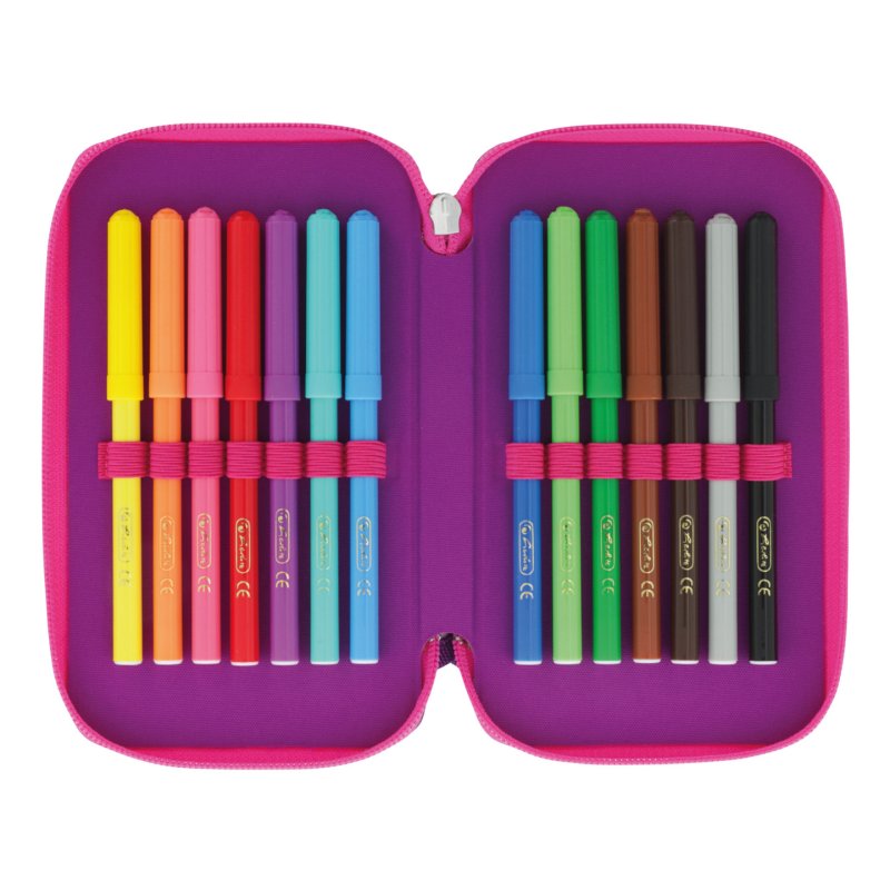 herlitz Etui scolaire TriCase "Dip Dye Pink", 31 pièces