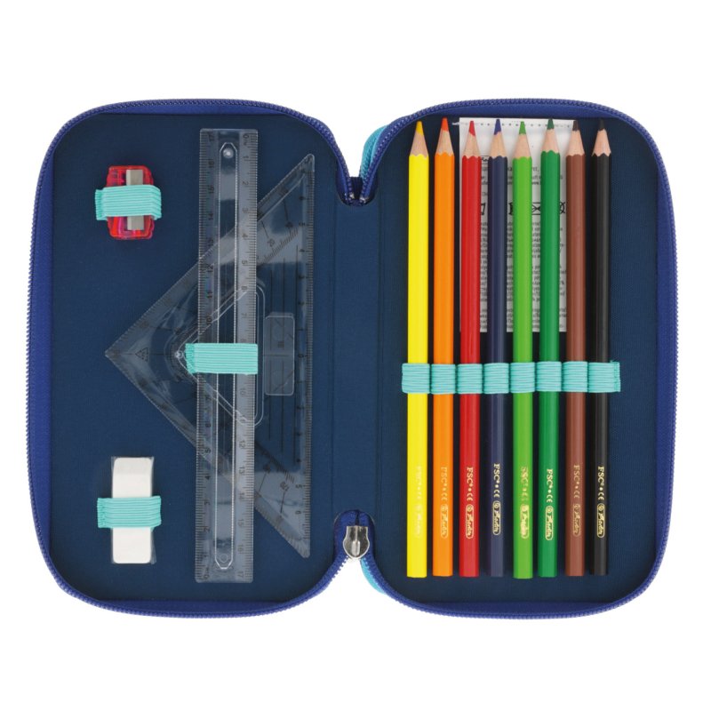 herlitz Etui scolaire TriCase "Dip Dye Blue", 31 pièces