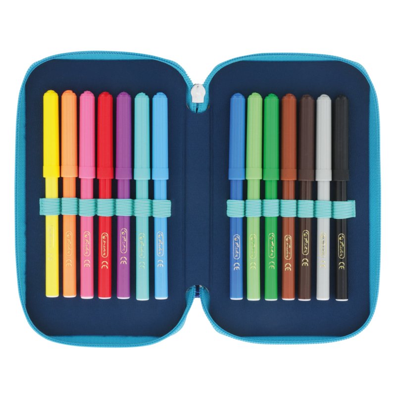 herlitz Etui scolaire TriCase "Dip Dye Blue", 31 pièces