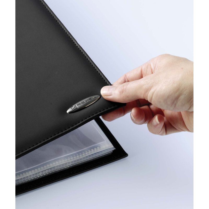Rexel Livret prés. Soft Touch aspect cuir A4 24 poches, noir