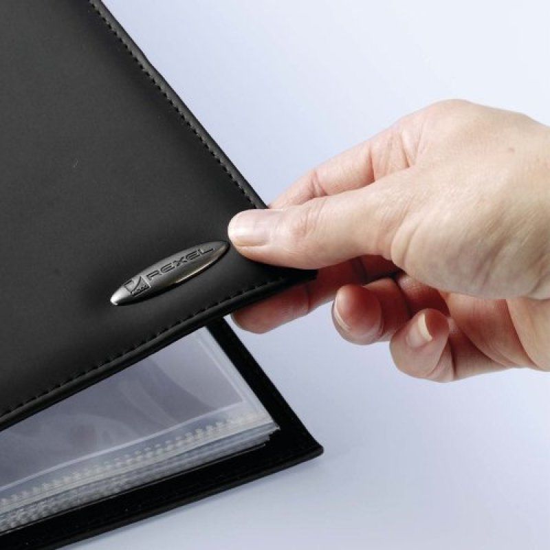 Rexel Livret prés. Soft Touch aspect cuir A4 24 poches, noir