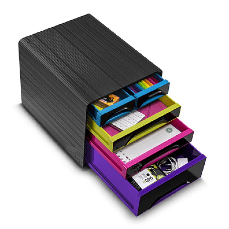 CEP 1072130411 office drawer unit Black, Mulicolour Polystyrene