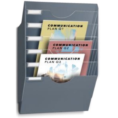 CEP Présentoir mural ReCeption, format A4, 6 cases, gris