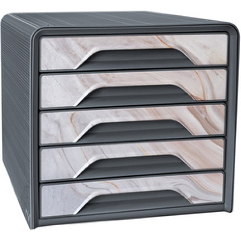CEP Bloc de classement mineral, 5 tiroirs, marbre gris