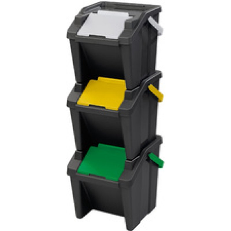 CEP Système de tri des déchets "Tower", 30 litres, lot de 3