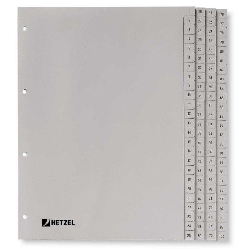 Rexel Index A4 en polypropylène 1-100 coloris gris