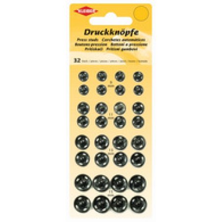 KLEIBER Bouton pression, métal, différentes tailles, noir