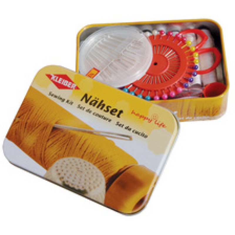 KLEIBER Nécessaire de couture, en boîte métal, jaune