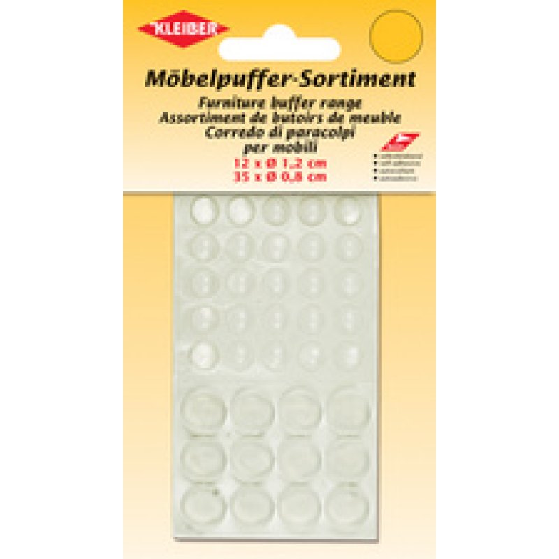 KLEIBER Assortiment de butoirs de meuble, transparent