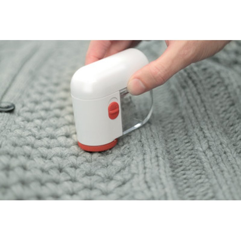 KLEIBER Mini rasoir anti-peluches, sans câble, blanc/rouge