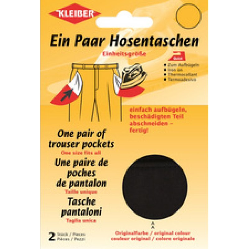 KLEIBER Poche de remplacement de pantalon, paire, noir