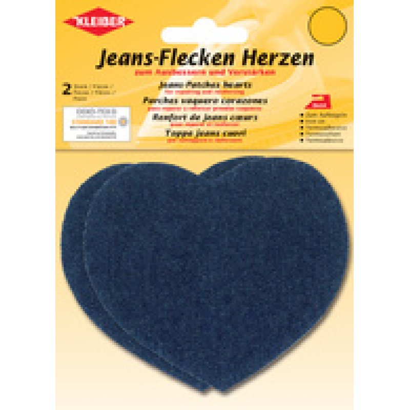 KLEIBER Patch thermocollant pour jeans Coeur, bleu foncé