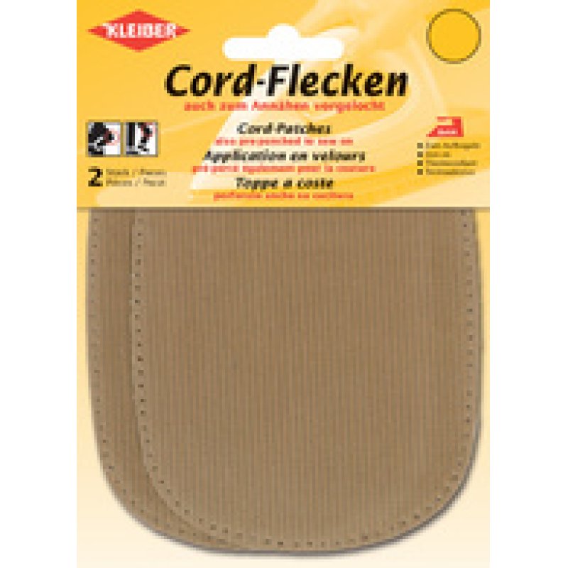 KLEIBER Patch thermocollant en velours côtelé, gris clair
