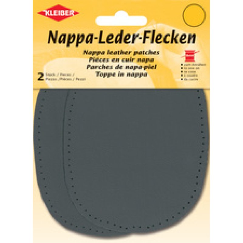KLEIBER Patch en cuir nappa, 125 x 100 mm, gris clair