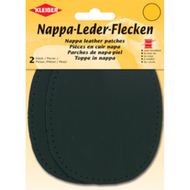 KLEIBER Patch en cuir nappa, 125 x 100 mm, noir