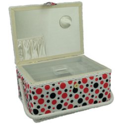 Kleiber Boîte à couture "Pois", blanc / noir / rouge