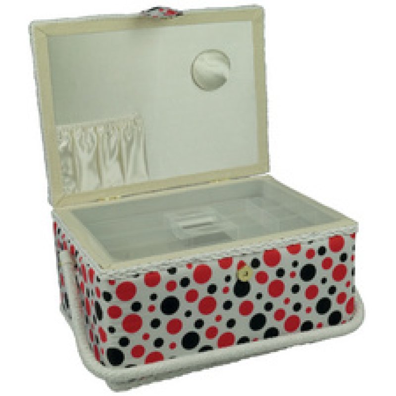 Kleiber Boîte à couture "Pois", blanc / noir / rouge
