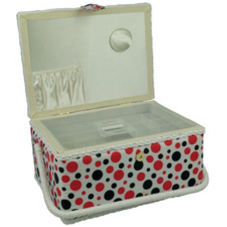 Kleiber Boîte à couture "Pois", blanc / noir / rouge