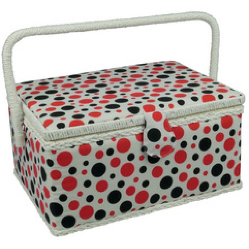 Kleiber Boîte à couture "Pois", blanc / noir / rouge
