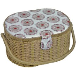 Kleiber Boîte à couture "Cercles", ovale, marron/blanc/rouge