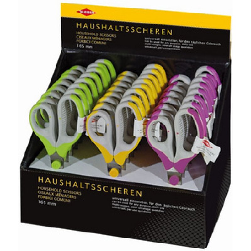KLEIBER Ciseaux à usage domestique, ronds, présentoir de 24