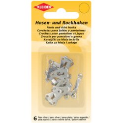 KLEIBER Crochets pour pantalons & jupes, à coudre, argenté