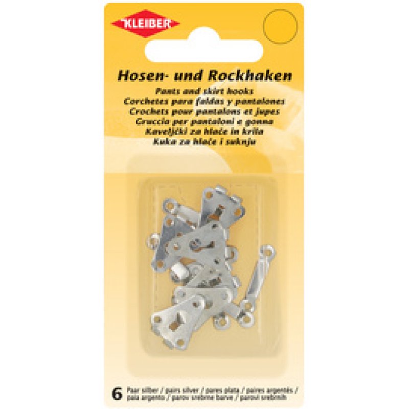 KLEIBER Crochets pour pantalons & jupes, à coudre, argenté