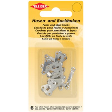KLEIBER Crochets pour pantalons & jupes, à coudre, argenté
