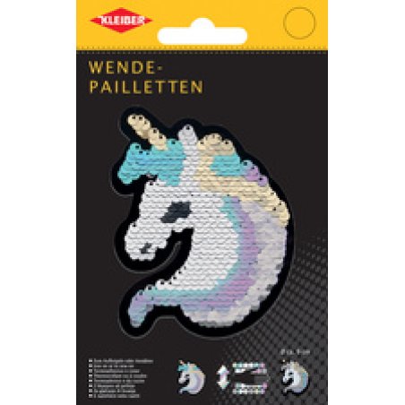 KLEIBER Licorne en sequins réversibles, blanc-argent-or
