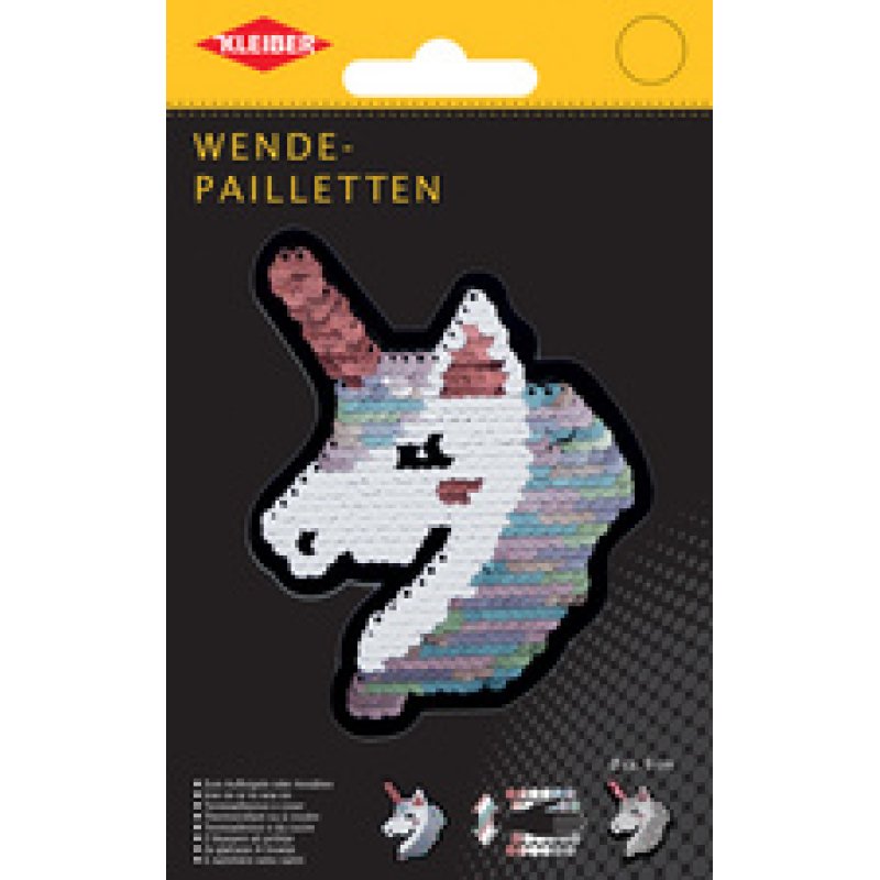 KLEIBER Licorne en sequins réversibles, blanc-argent-or