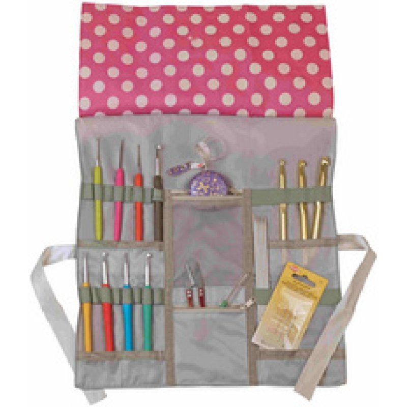 KLEIBER Pochette pour aiguilles à tricoter COEURS, gris/rose