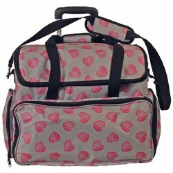 KLEIBER Valise pour machine à coudre "COEURS", gris/rose