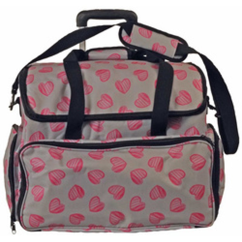 KLEIBER Valise pour machine à coudre "COEURS", gris/rose