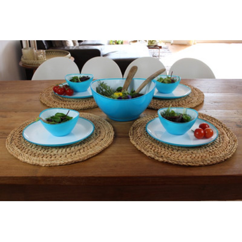 Linden Berg Set d'assiettes de table, ovale, set de 2, bleu