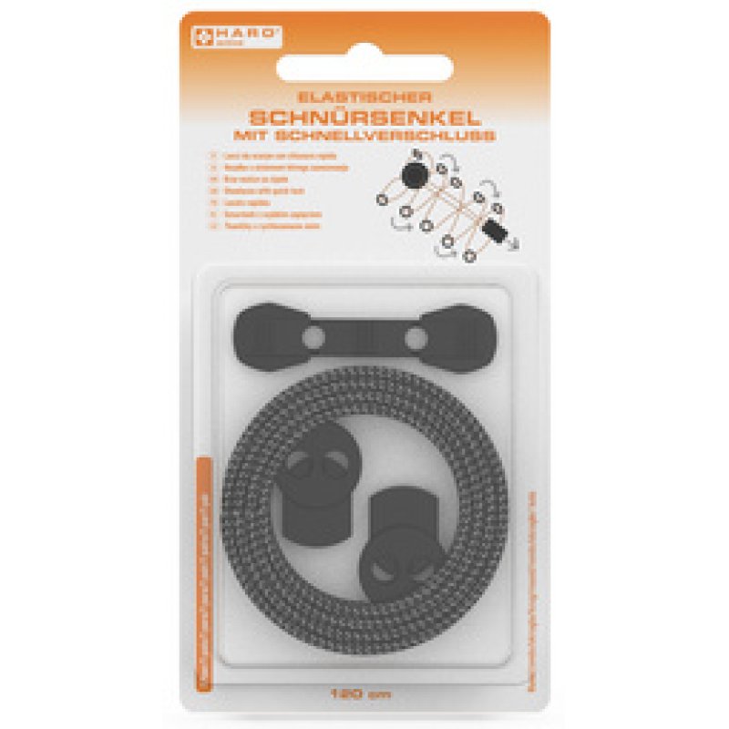 HARO Lacets à laçage rapide, plat, noir, 1.200 mm