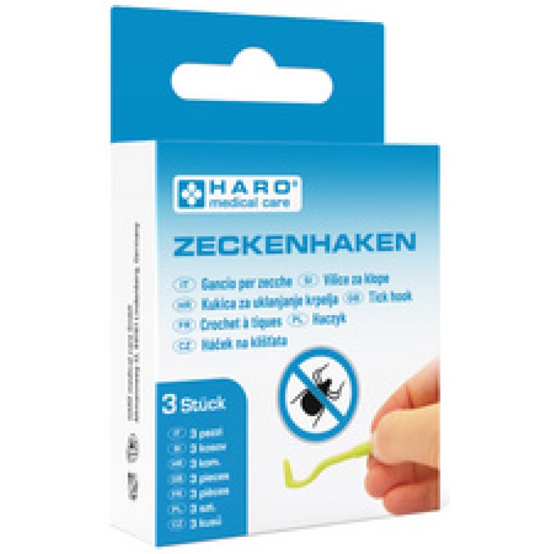 HARO Crochet à tiques, en ABS, vert, set de 3