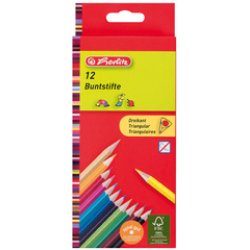 herlitz Crayons de couleur triangulaires, étui carton de 6