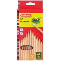 herlitz Crayons de couleur, étui de 12, bois naturel