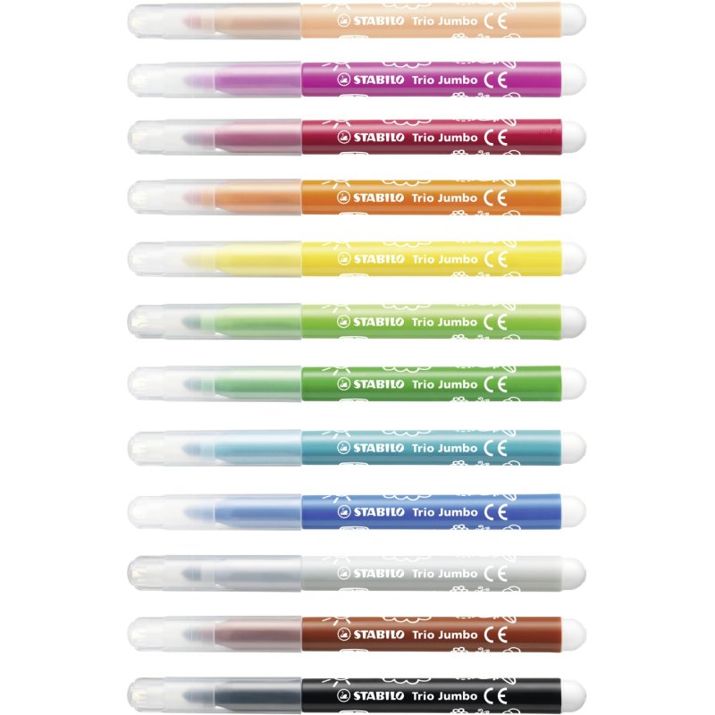 STABILO Trio Jumbo felt pen Black, Blue, Brown, Green, Light Cyan, Light Green, Orange, Peach, Pink, Red, White, Yellow