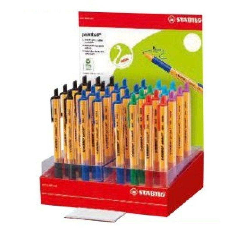 STABILO Stylo à bille rétractable, présentoir carton de 32